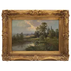 Basil Roe, Paisaje con lago, Óleo sobre tela