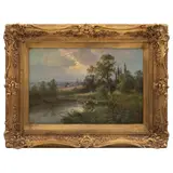 Basil Roe, Paisaje con lago, Óleo sobre tela