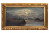 Claire Leslie, Paisaje con luna, 1878, Óleo sobre tela