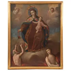 Virgen del Carmen, MÉXICO, SIGLO XVIII, Óleo sobre tela