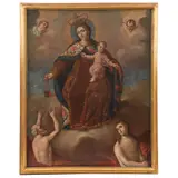 Virgen del Carmen, MÉXICO, SIGLO XVIII, Óleo sobre tela