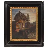 Paisaje Con Cabaña, S. XIX, Óleo sobre tela
