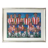 Víctor Uhthoff, Equipo de futbol, Técnica mixta sobre papel