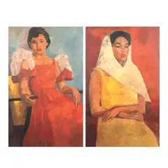 a.) Portrait of a Lady b.) Portrait of a Lady by Rosario Bitanga, b.) ca. 1950<br> oil on wood<br> 40 1/2" x 25" (103 cm x 64 cm), sold Sep 2026