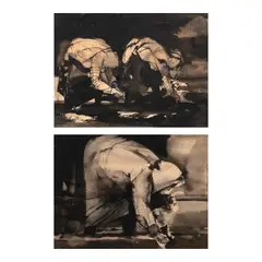 Vicente Manansala, a.) Planting Rice b.) Planting Rice, b.) signed and dated 1967 (upper right)<br> watercolor on paper<br> 12" x 16" (30 cm x 41 cm)