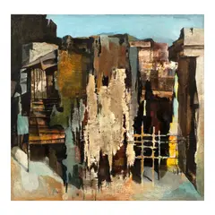 Vicente Manansala, Intramuros, mixed media on canvas