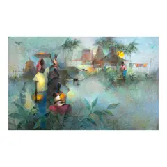 Romeo Tabuena, Barrio Scene, oil on masonite board