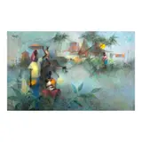 Romeo Tabuena, Barrio Scene, oil on masonite board