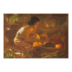 Fernando Amorsolo, Woman Cooking, oil on canvas
