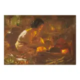 Fernando Amorsolo, Woman Cooking, oil on canvas