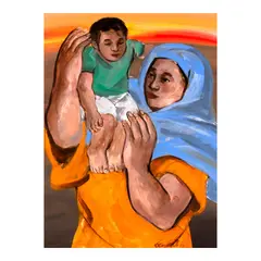 Benedicto Cabrera, Mother and Child, acrylic on paper