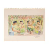 Anita Magsaysay-Ho, Women with Flowers, crayon on paper