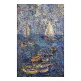 Macario Vitalis, Sailboats, oil on canvas