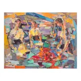 Macario Vitalis, Donne entro caleidoscopio di colori, oil on canvas