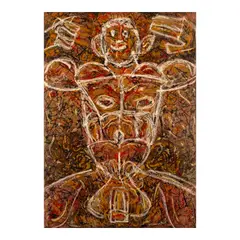 Alfonso A. Ossorio, Seated Male (Face in Torso), wax, watercolor, gouache, and ink