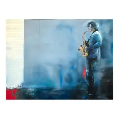 Carlo Magno, "Moonlight Serenade" (Saxophonist), mixed media