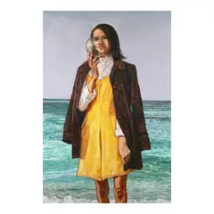 Yasmin Sison, Rafi in a Brown Coat (Blowing Bubbles Series), oil on canvas