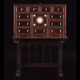 Osmundo Esguerra Bargueño & Vargueño, cabinet on stand, Kamagong wood (“Diospyros discolor”/“Diospyros blancoi”) <br> Tortoiseshell, Ivory