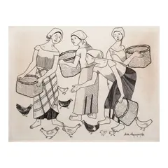 Anita Magsaysay-Ho, Four Women, embroidery on canvas