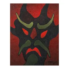 Hernando R. Ocampo, Mask (Possibly "The Clown" / "Mask for a Lady"), oil on canvas