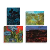 Juvenal Sansó Garrit, Untitled, c.) Botanic Radiance<br> signed (lower right)<br> ca. 1990's<br> acrylic on paper<br> 6 1/2" x 8" (17 cm x 20 cm)<br><br> d.) Patient Plateaus<br> signed (lower right)<br> ca. 1980's<br> acrylic on paper<br> 9" x 12" (23 cm x 30 cm)
