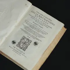 Giovanni Battista Ramusio, Delle navigationi et viaggi  
[On navigations and travels] Three volumes
Including Giacomo Gastaldi’s famous Terza
Tavola map of the Philippines, in a
copperplate engraving edition., CONDITION REPORT Very good condition, with all world maps included. Copperplate engraving maps, all of them in very good condition. With a white vellum-like cover.