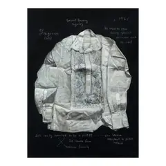 Marina Cruz, Gregorio's Barong, oil and embroidery on canvas