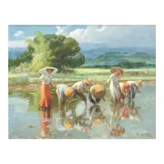 Fernando Amorsolo, Planting Rice, oil on canvas