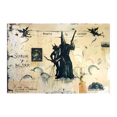Manuel Ocampo, Murio la Verdad, oil and collage on canvas