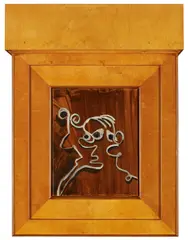 Anton Henning, "Portrait No. 25", 2004, Öl auf Leinwand, Holz, Leuchtmittel
