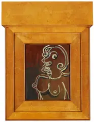 Anton Henning, "Portrait No. 29", 2004, Öl auf Leinwand, Holz, Leuchtmittel