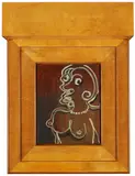 Anton Henning, "Portrait No. 29", 2004, Öl auf Leinwand, Holz, Leuchtmittel