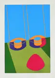 Martin Huidobro, Ohne Titel (Schaukel), 2001, Farblinolschnitt auf Velin