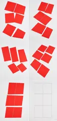 Imi Knoebel, Rote Konstellation, 1975-85, Mappe mit 4 Farbserigrafien und 1 Serigrafie auf SCHOELLERSHAMMER 1G (Trockenstempel)