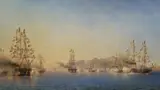 Antoine Léon Morel-Fatio, "L'Arrivé sur la Rade de Toulon du Prince President le 27 Août 1852", Öl auf Leinwand
