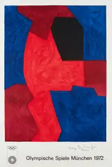 Serge Poliakoff, Composition bleue, rouge et noire, 1969, Farblithografie auf BFK RIVES (Wasserzeichen)