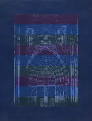 Uwe Rachow, Ohne Titel (Hauptportal des Kölner Doms), 1991, Lack, Pigment und Serigrafie auf Nessel