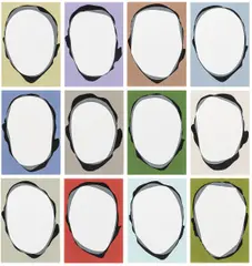 Albrecht Schnider, Ohne Titel (Köpfe), 2004/05, Jeweils: Acryllack auf Leinwand