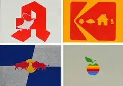 Konstantin Voit, Konvolut von 9 Arbeiten (Aus: Die Malfabrik, Block 7), 2002, Jeweils: Sprühfarbe über Schablone auf Leinwand
