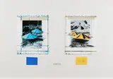 Wrapped Monument to Cristóbal Colón, Project for Barcelona by Christo, 1992, Farbserigrafie mit Lichtdruck, Fotografie und Klebestreifen auf leichtem Karton, sold Jun 2019
