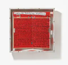 Tom Sachs, American Traveling Workshop, 2003, Collage, Öl und Latex auf Sperrholz mit Scharnieren