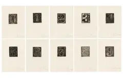 Jasper Johns, 0-9, 1975, Radierung und Aquatinta auf Barcham Green