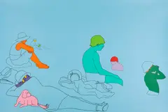 Deconstructing Seurat (blue) by Michael Craig-Martin, 2002, Farbserigrafie auf leichtem Karton, sold Sep 2022
