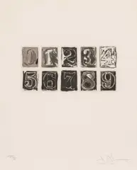 0-9 by Jasper Johns, 1975, Radierung und Aquatinta auf Barcham Green, sold Jun 2022