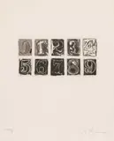 Jasper Johns, 0-9, 1975, Radierung und Aquatinta auf Barcham Green