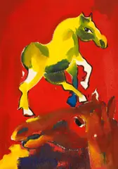 Ohne Titel (Pferd mit Fohlen) by Lambert Maria Wintersberger, 1987, Öl auf Leinwand, sold Jun 2021