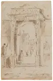 Venezianische Schule, Auktion 479, Los 65, Aquarellierte Federzeichnung auf Papier (Postkarte)