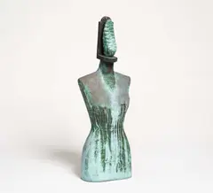 Grazierin by Daniel Spoerri, 1993, Bronze, grün patiniert, sold Jun 2021