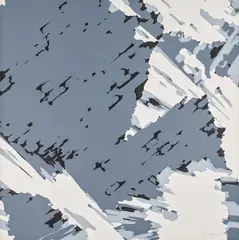 Schweizer Alpen (B3) by Gerhard Richter, 1969, Farbserigrafie auf weißem Halbkarton, sold Jun 2021