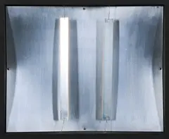 Hermann Goepfert, Aluminiumreflektor, 1973, Aluminium, Draht und Holz